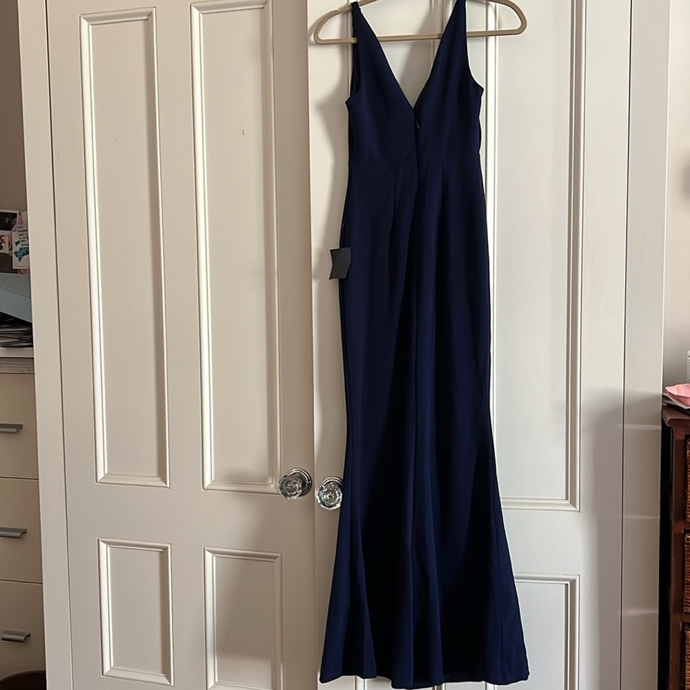 Lulus XS Navy Melora V-Neck gown NWT - Picture 5 of 5